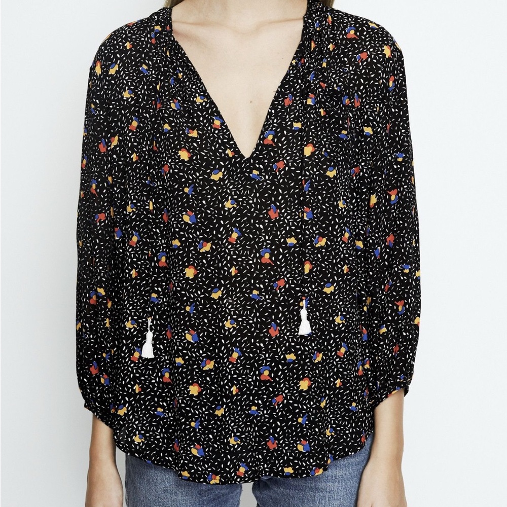 Faithfull The Brand Blouse with Colorful Pattern Size 4